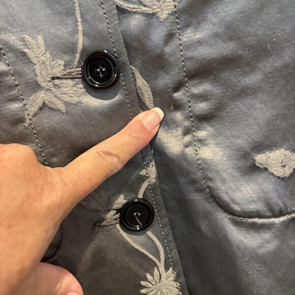 Hache Jacket Women 46 US 10 Gray Floral Jacquard Mandarin Collar Made in Italy - Picture 13 of 15